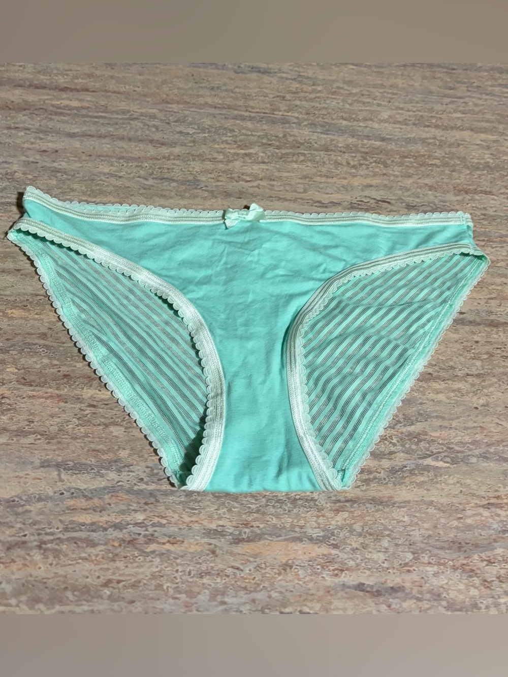 NWT Victoria's Secret Mint Green Bikini Panty with Lace Insets